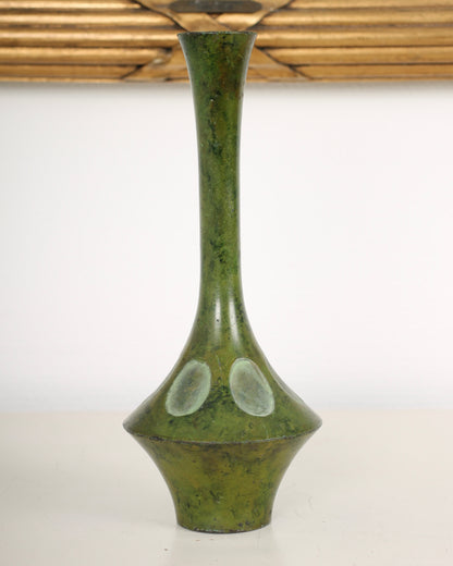 Vintage Japanese Bronze Vase with Oval Motifs