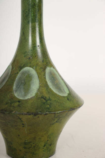 Vintage Japanese Bronze Vase with Oval Motifs