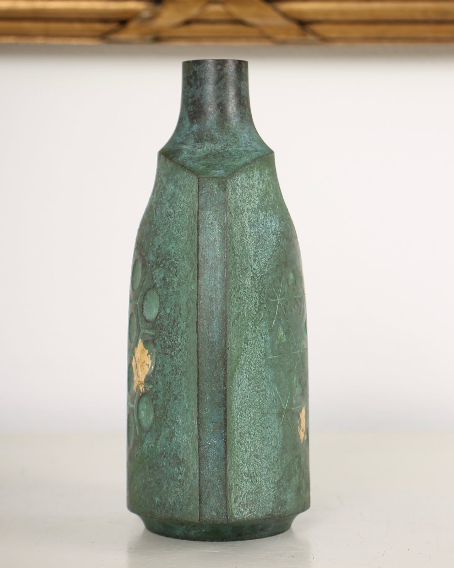 Vintage Japanese Bronze Vase with Turtle-Shell Pattern