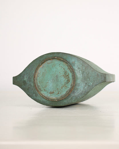 Vintage Japanese Bronze Vase with Turtle-Shell Pattern