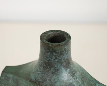 Vintage Japanese Bronze Vase with Turtle-Shell Pattern