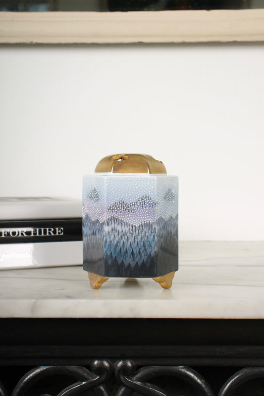 Vintage Arita Porcelain Incense Burner by Fujii Shumei (Hexagonal)