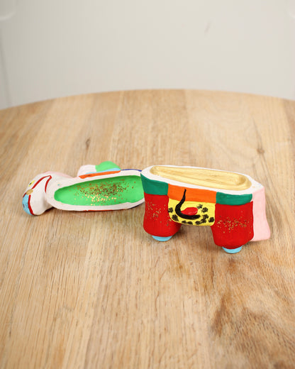 Vintage Japanese Kōgō Incense Case (Colorful Animals)