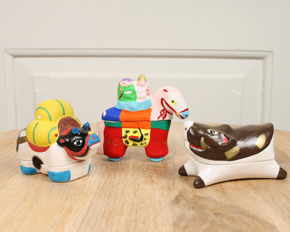 Vintage Japanese Kōgō Incense Case (Colorful Animals)