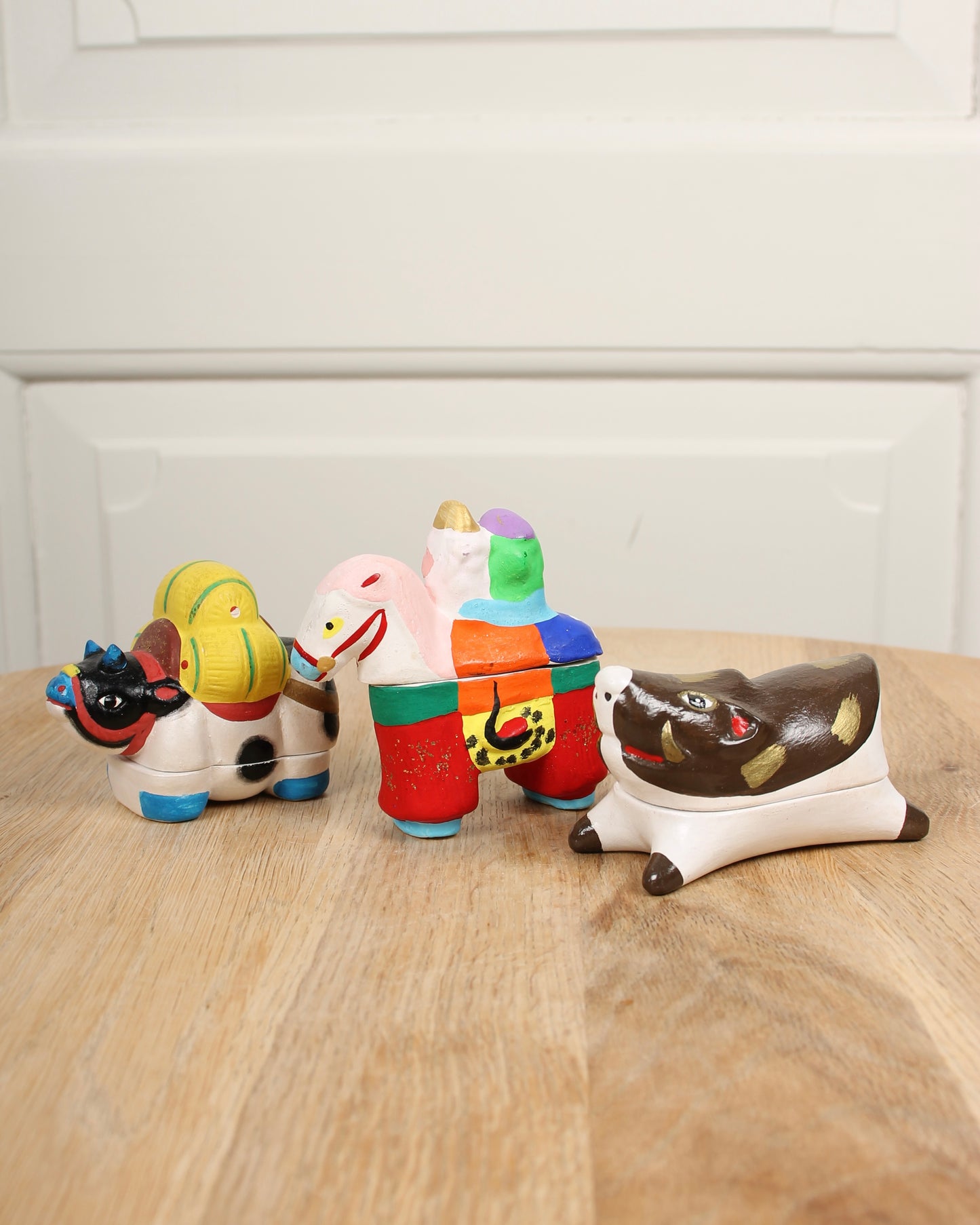 Vintage Japanese Kōgō Incense Case (Colorful Animals)