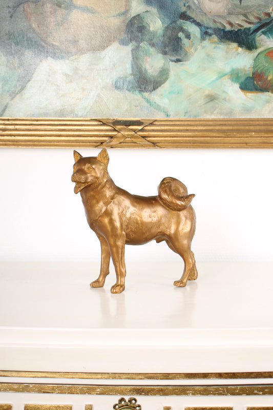 Vintage Japanese Bronze Dog Sculpture