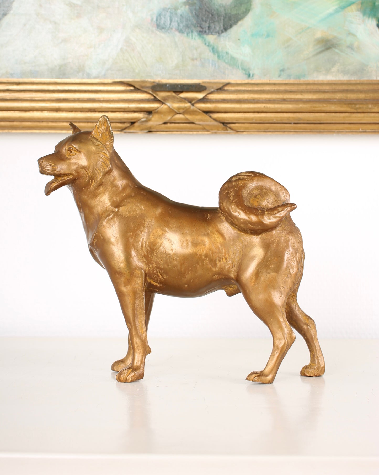 Vintage Japanese Bronze Dog Sculpture