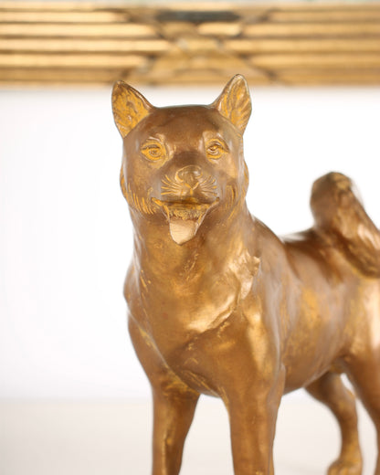 Vintage Japanese Bronze Dog Sculpture