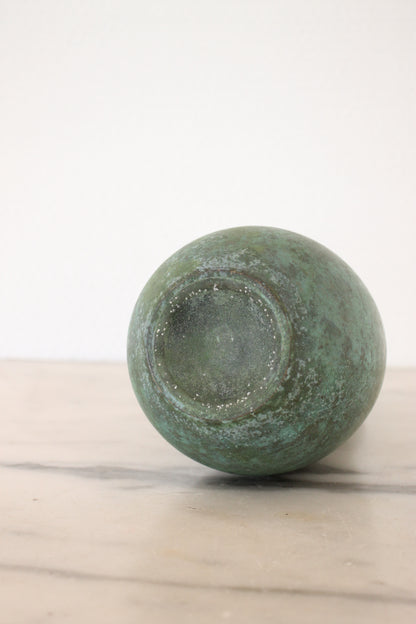 Vintage Japanese Bronze Vase Patinated Green with Bird