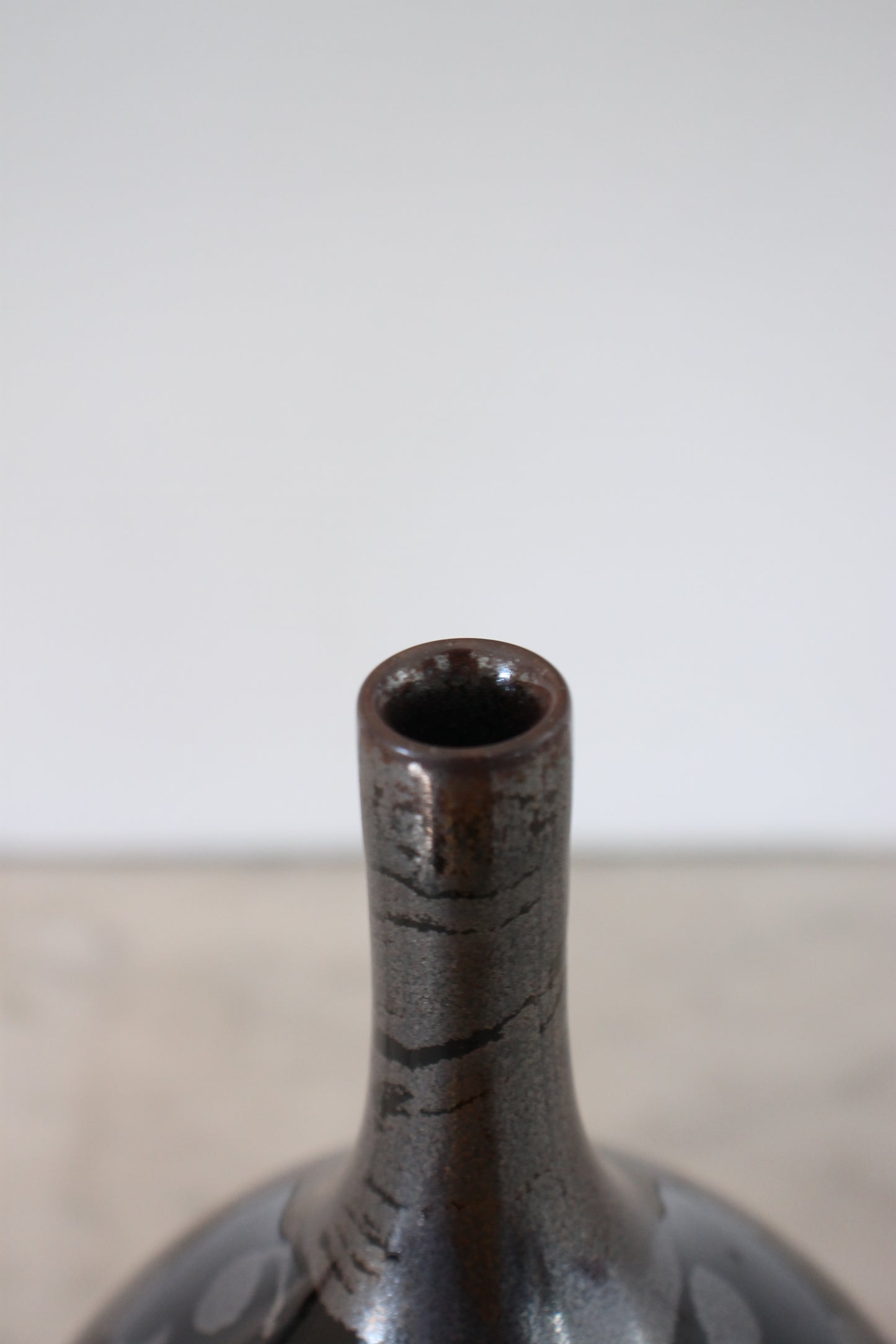 Vintage Black Arita Porcelain Vase with Plum Blossoms