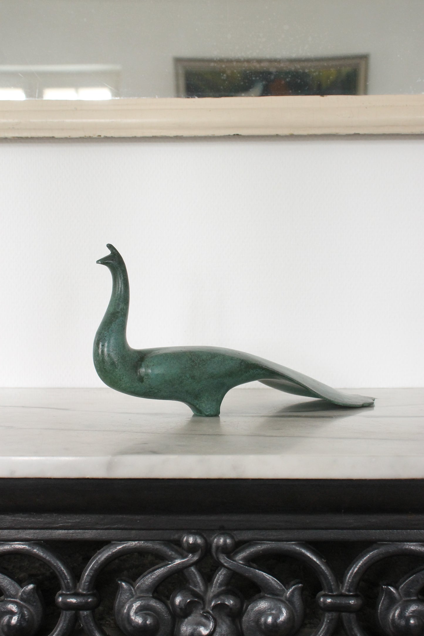 Vintage Japanese Bronze Sculpture of Peacock by Kome Jiichi