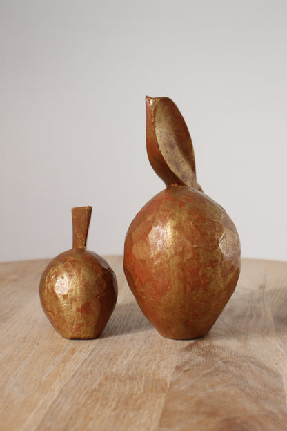 Vintage Japanese Cast Iron Rabbit Sculptures (Pair)