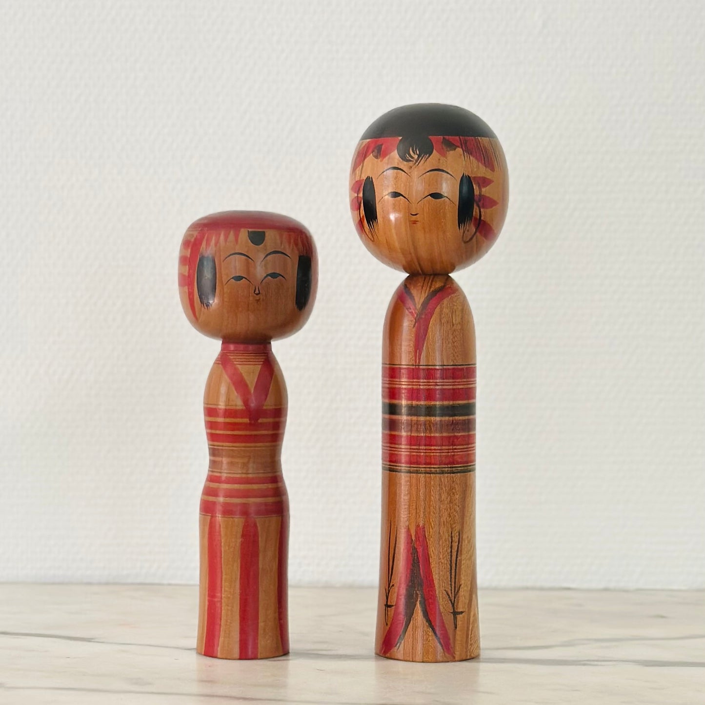Pair of Vintage Japanese Kokeshi Doll Kimono