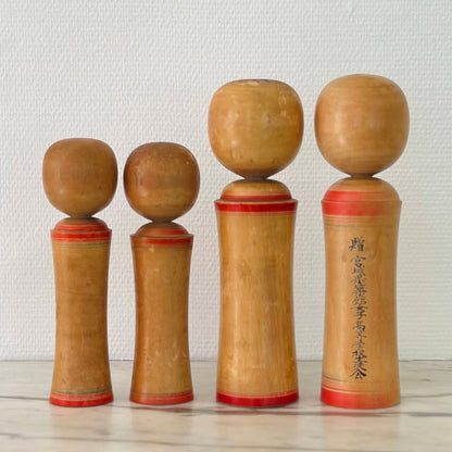 Set of 4 Vintage Japanese Kokeshi Doll Traditional