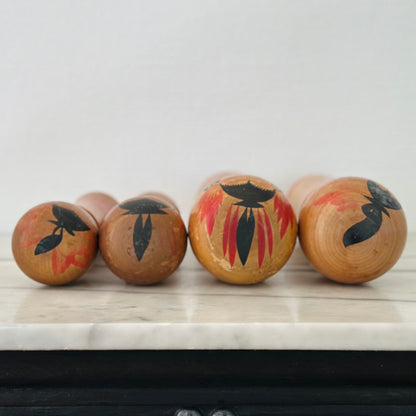 Set of 4 Vintage Japanese Kokeshi Doll Traditional