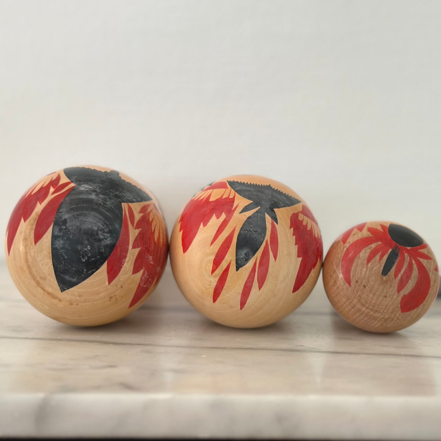 Set of 3 Vintage Japanese Kokeshi Doll Traditional