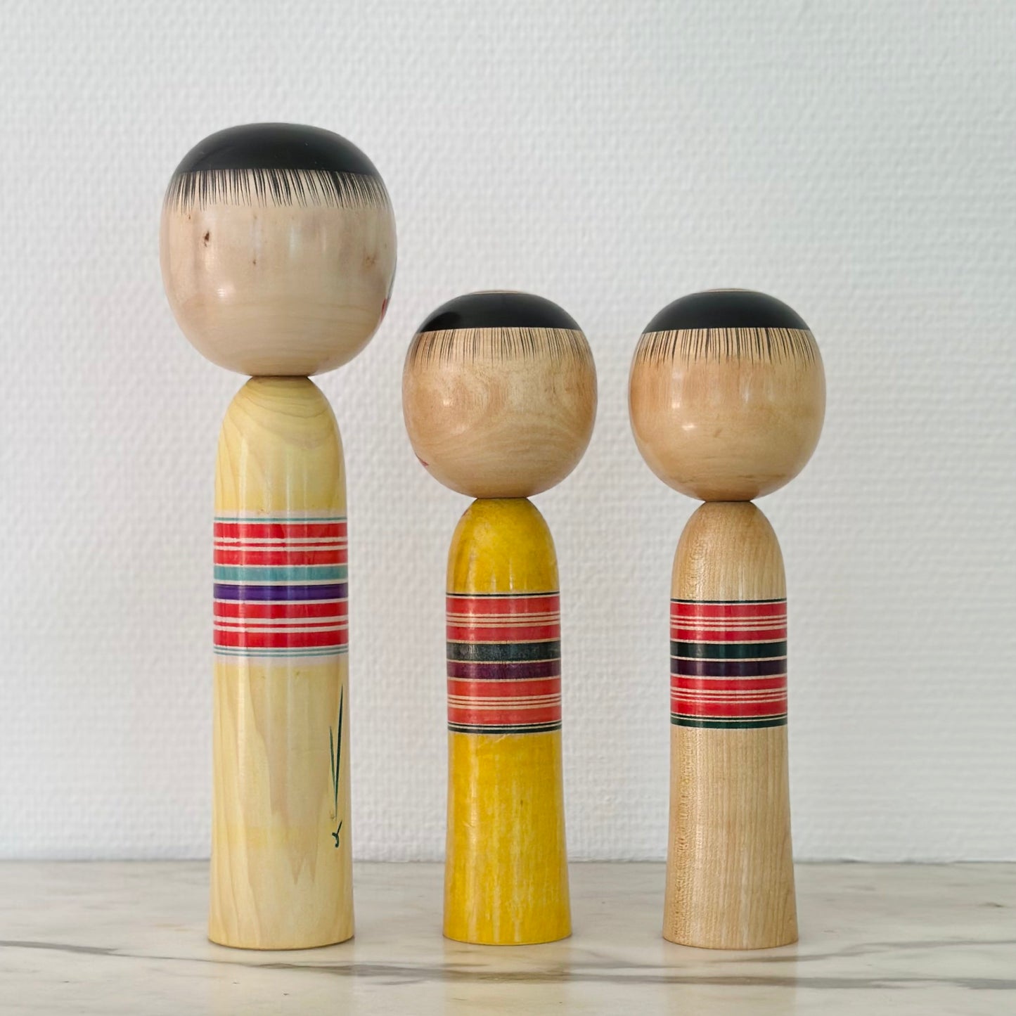 Set of 3 Vintage Japanese Kokeshi Doll Kimono