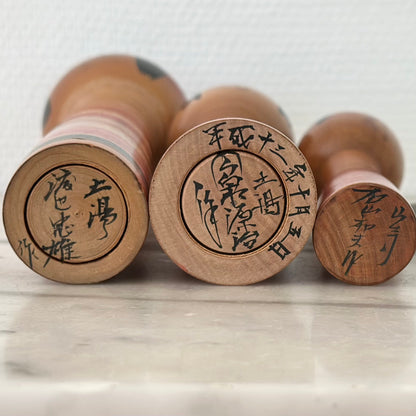 Set of 3 Vintage Japanese Kokeshi Doll Stripes