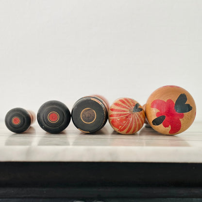 Set of 5 Vintage Japanese Kokeshi Doll