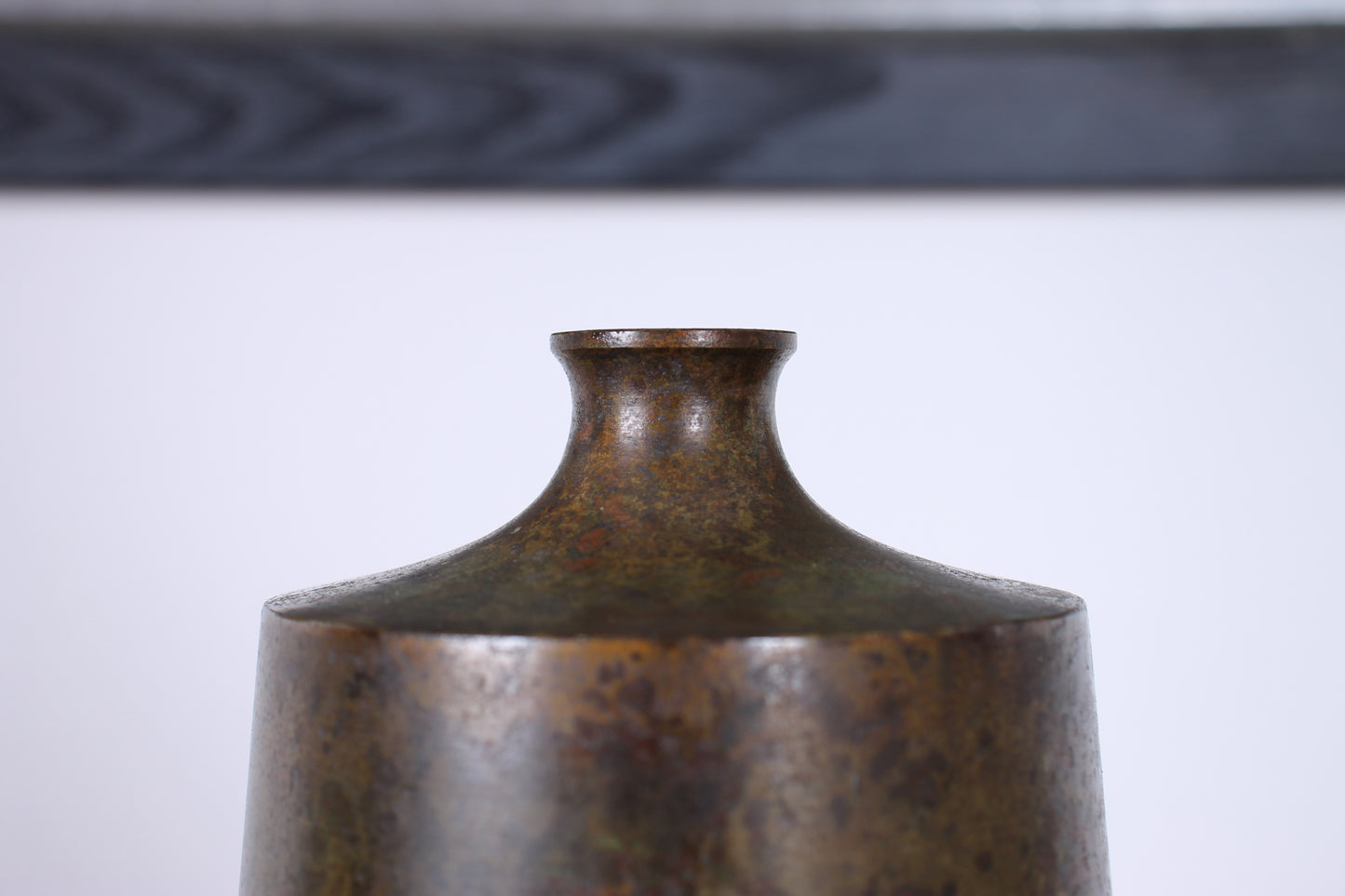 Vintage Japanese Bronze Vase Patinated Brown and Gold