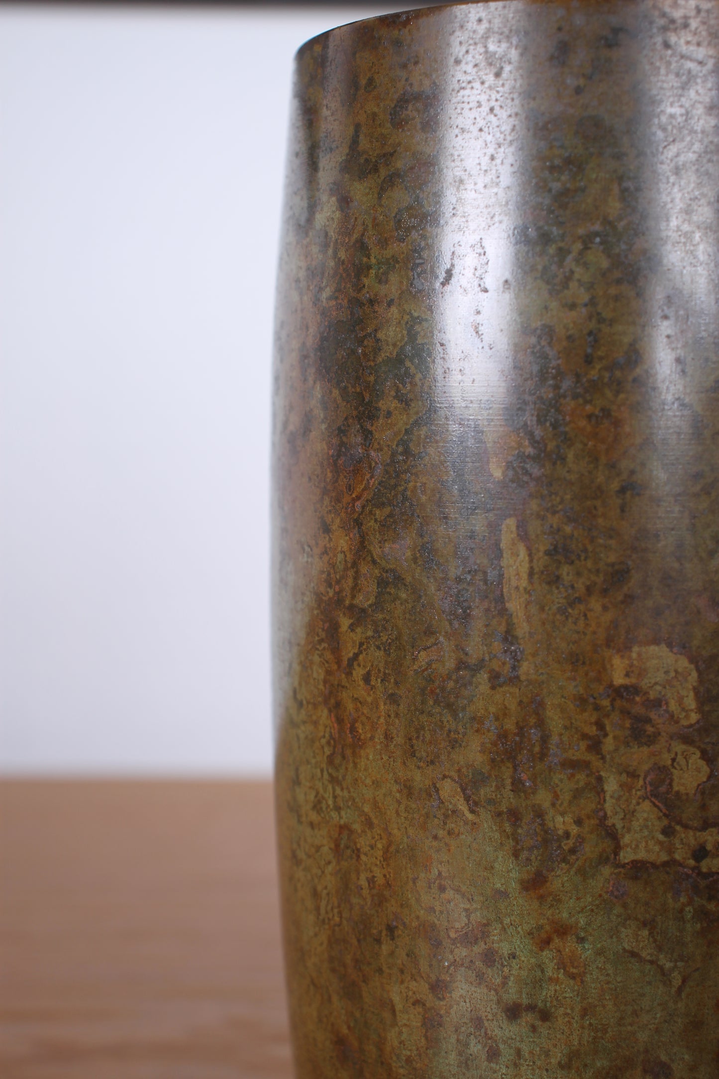 Vintage Japanese Bronze Vase Patinated Brown and Gold