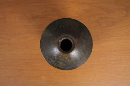 Vintage Japanese Bronze Vase Patinated Brown and Gold