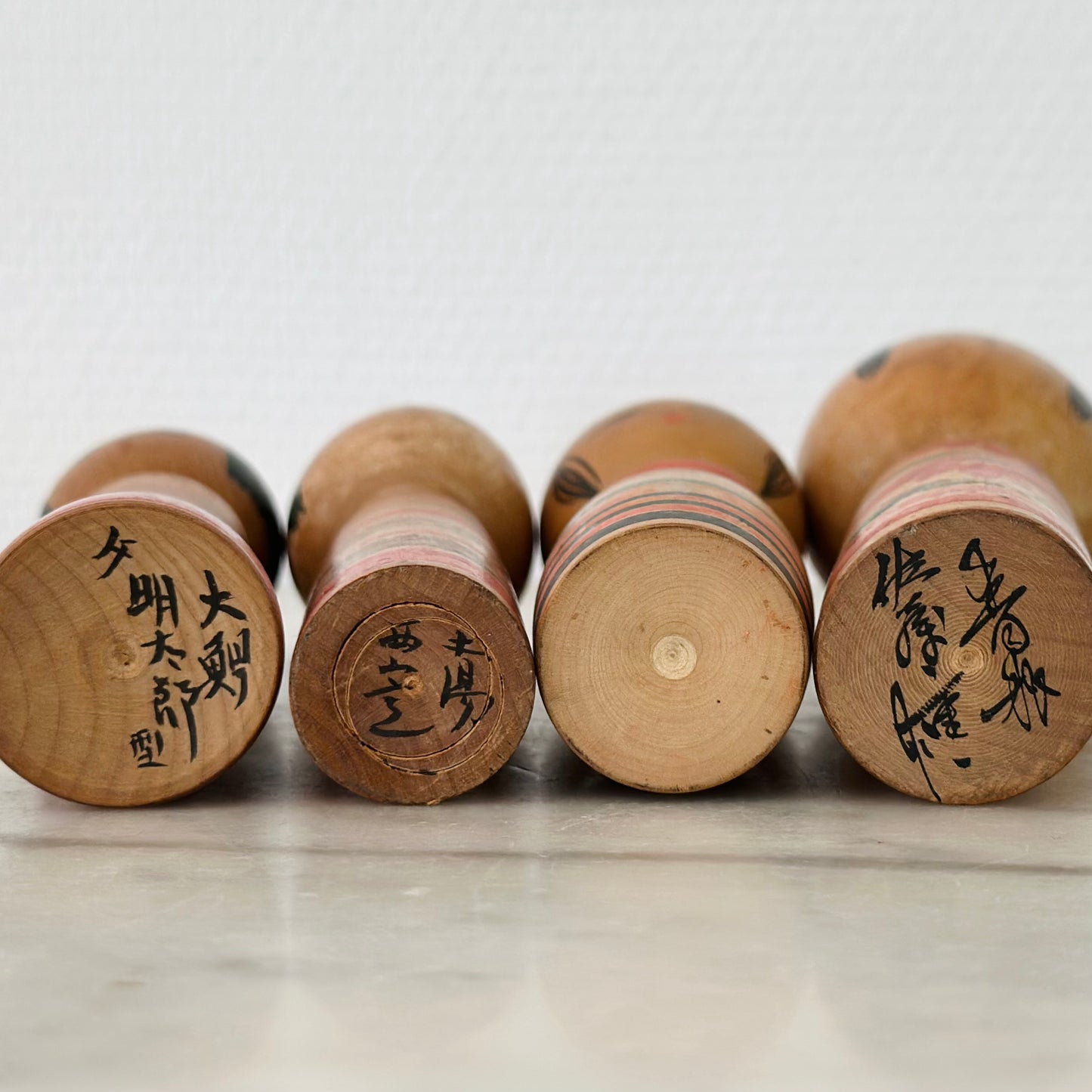 Set of 4 Vintage Japanese Kokeshi Doll Floral