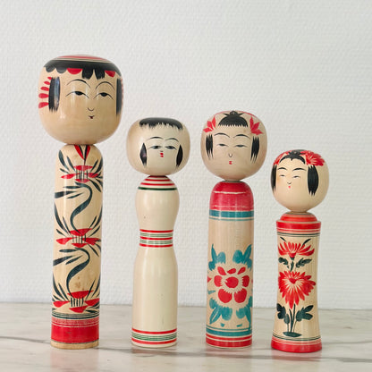 Set of 4 Vintage Japanese Kokeshi Doll