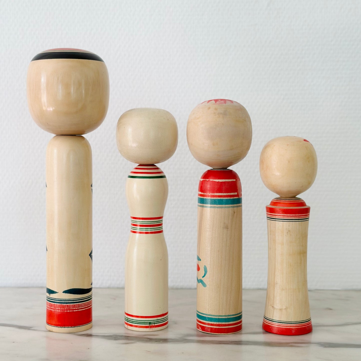 Set of 4 Vintage Japanese Kokeshi Doll