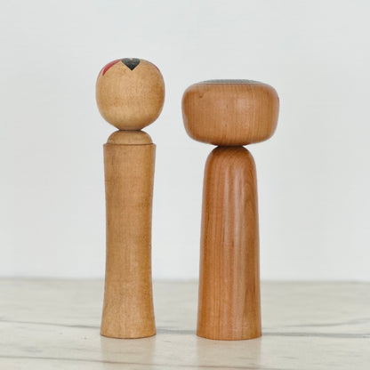 Pair of Vintage Japanese Kokeshi Doll Floral
