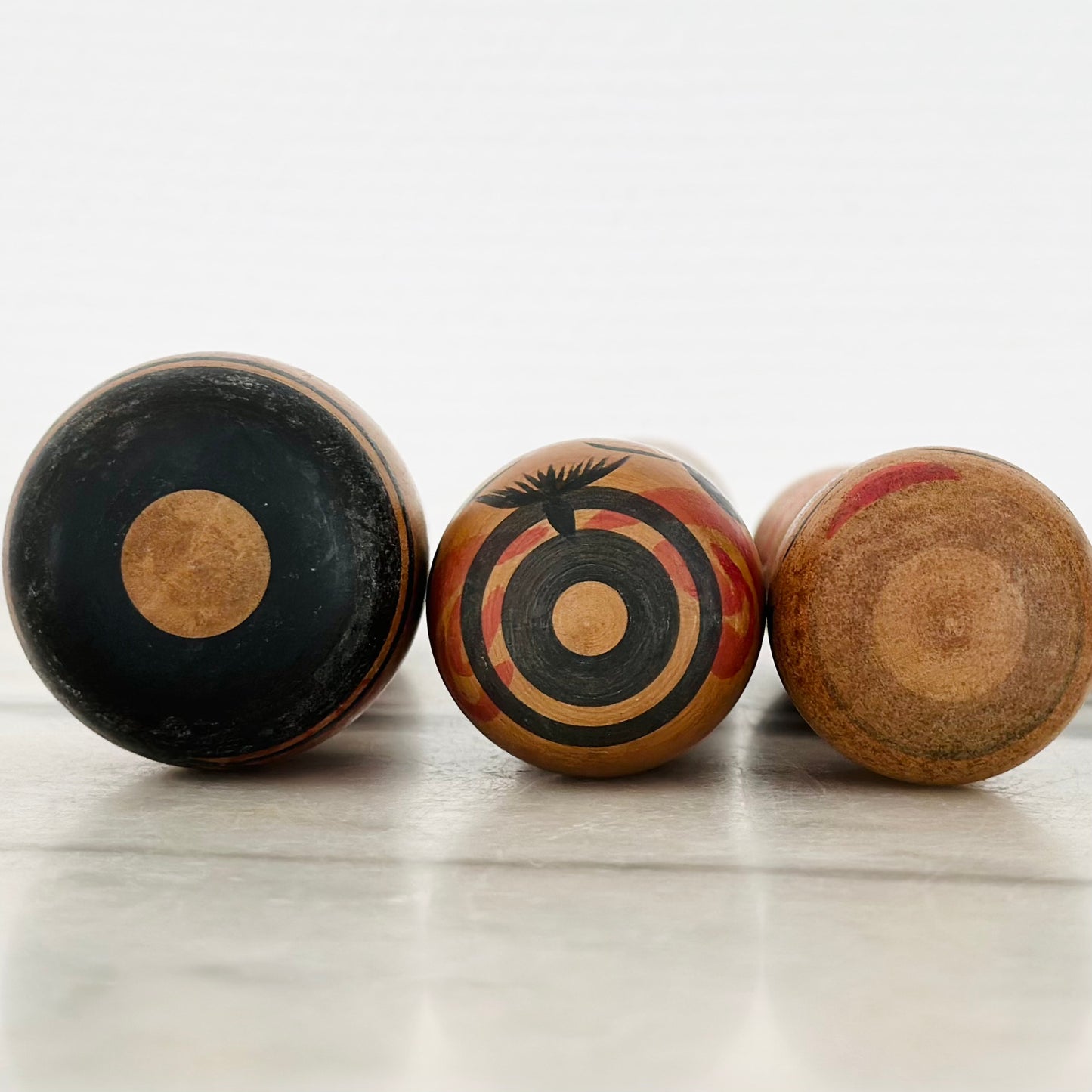 Set of 3 Vintage Japanese Kokeshi Doll Stripes