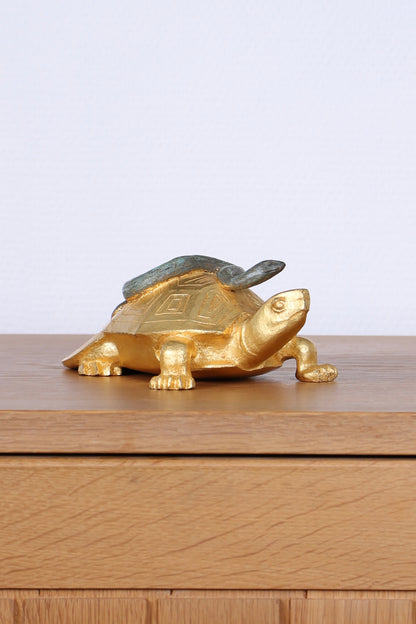 Vintage Japanese Bronze Sculpture of a Turtle and Snake by Tsuda Eijyu