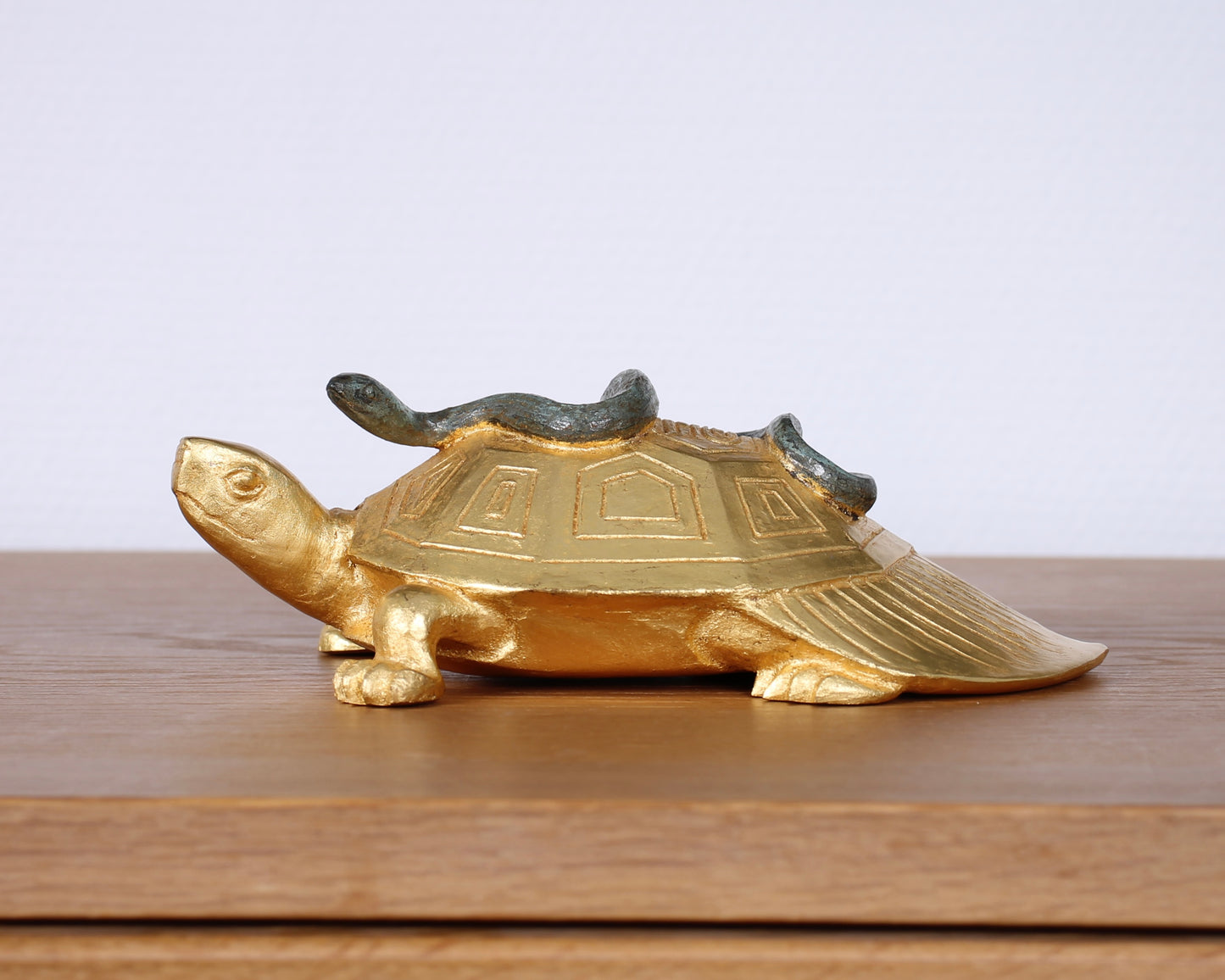 Vintage Japanese Bronze Sculpture of a Turtle and Snake by Tsuda Eijyu
