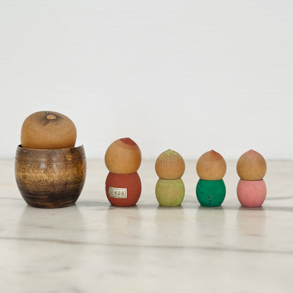 Set of 5 Vintage Japanese Kokeshi Doll Acorns