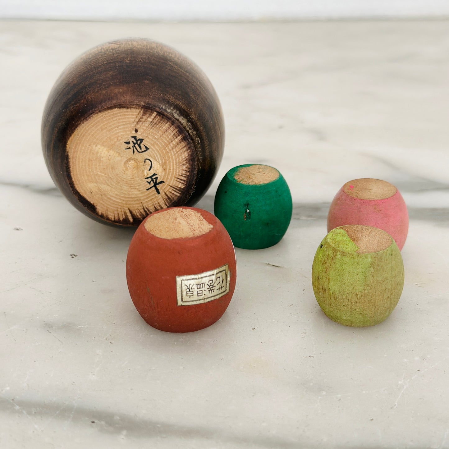 Set of 5 Vintage Japanese Kokeshi Doll Acorns