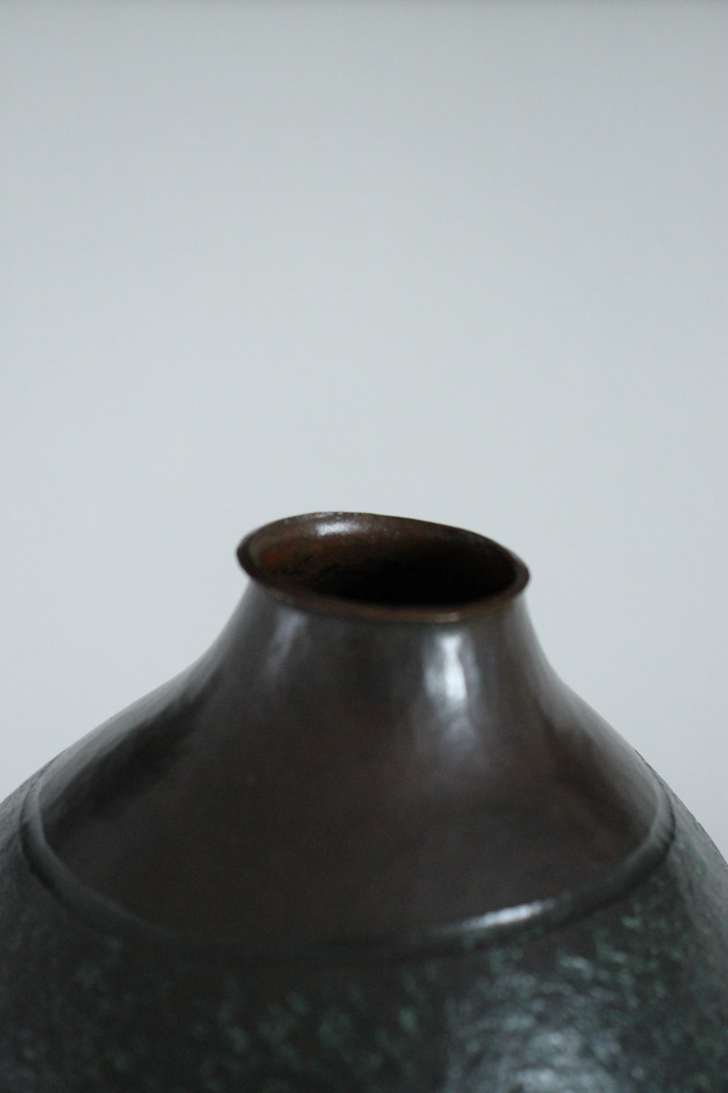 Vintage Japanese Bronze Vase with Moon and Wave Motif