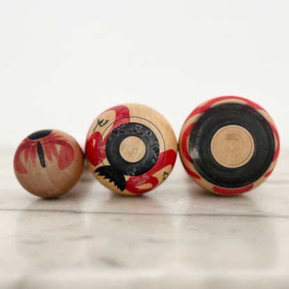 Set of 3 Vintage Japanese Kokeshi Doll Slender