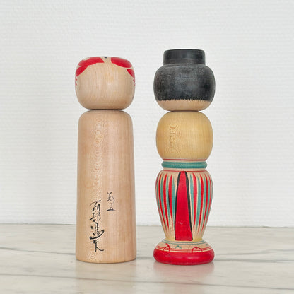 Pair of Vintage Japanese Kokeshi Doll Unique Colorful