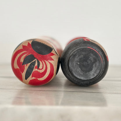 Pair of Vintage Japanese Kokeshi Doll Unique Colorful