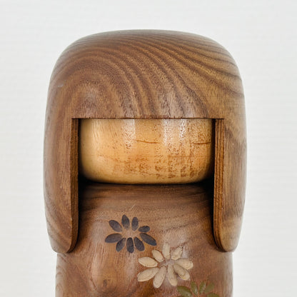 Vintage Japanese Kokeshi Doll Chrysanthemum Flower