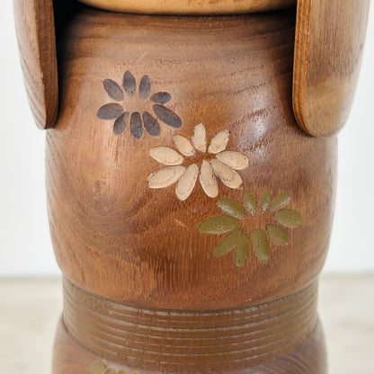 Vintage Japanese Kokeshi Doll Chrysanthemum Flower