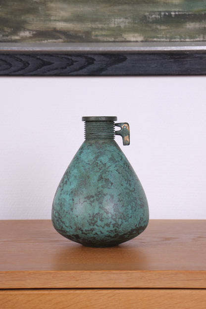 Vintage Japanese Bronze Vase with Bird Decoration