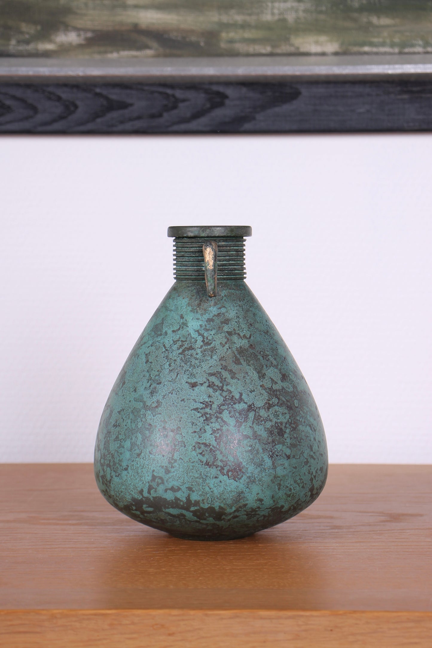 Vintage Japanese Bronze Vase with Bird Decoration