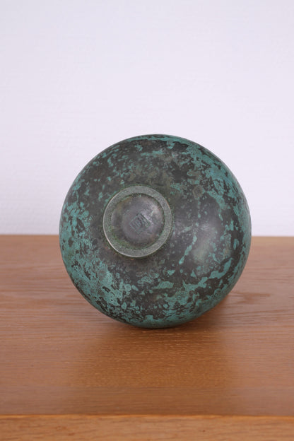Vintage Japanese Bronze Vase with Bird Decoration