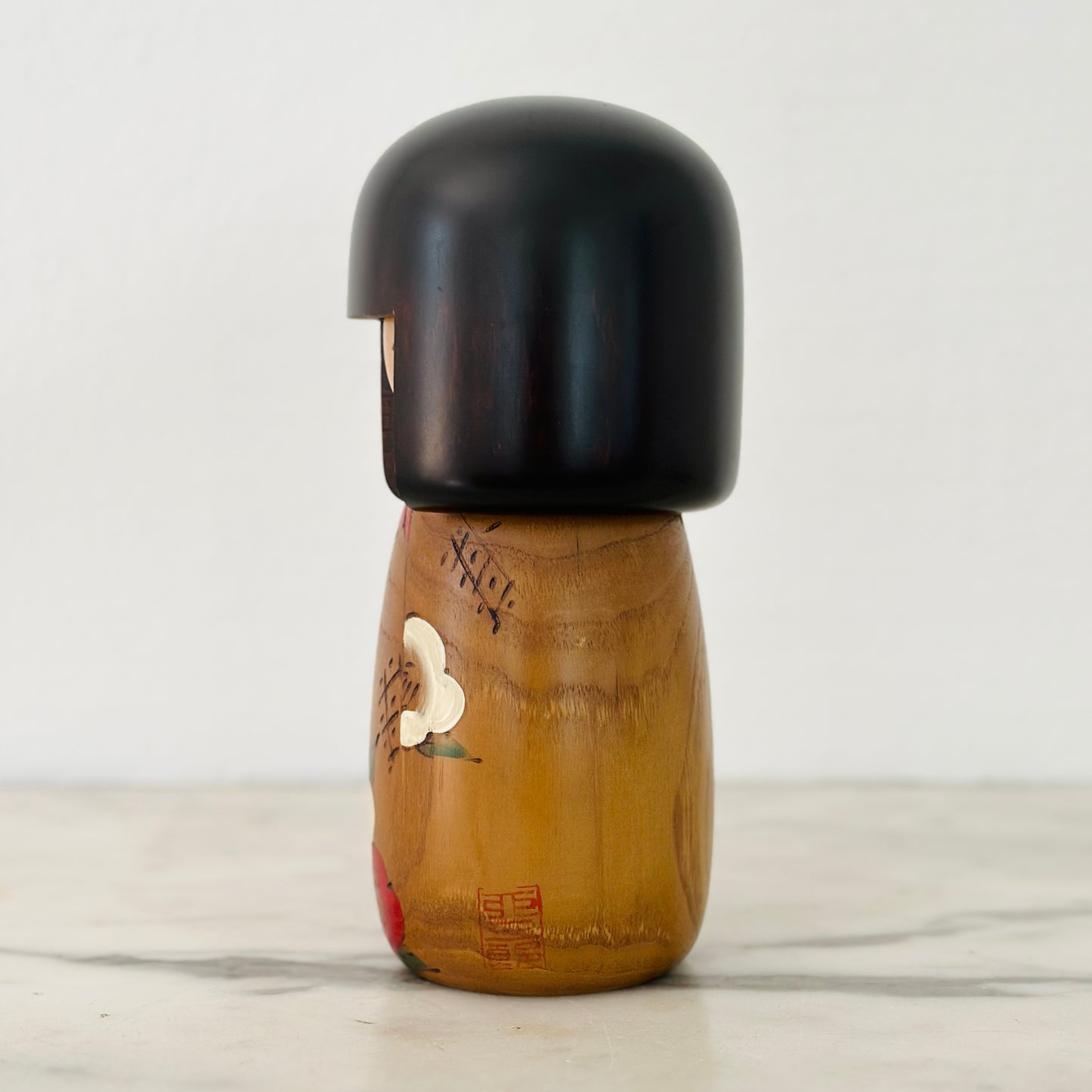 Vintage Japanese Kokeshi Doll Camelia Flowers by Usaburo