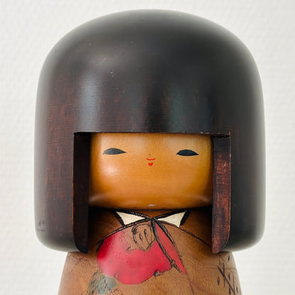 Vintage Japanese Kokeshi Doll Camelia Flowers by Usaburo