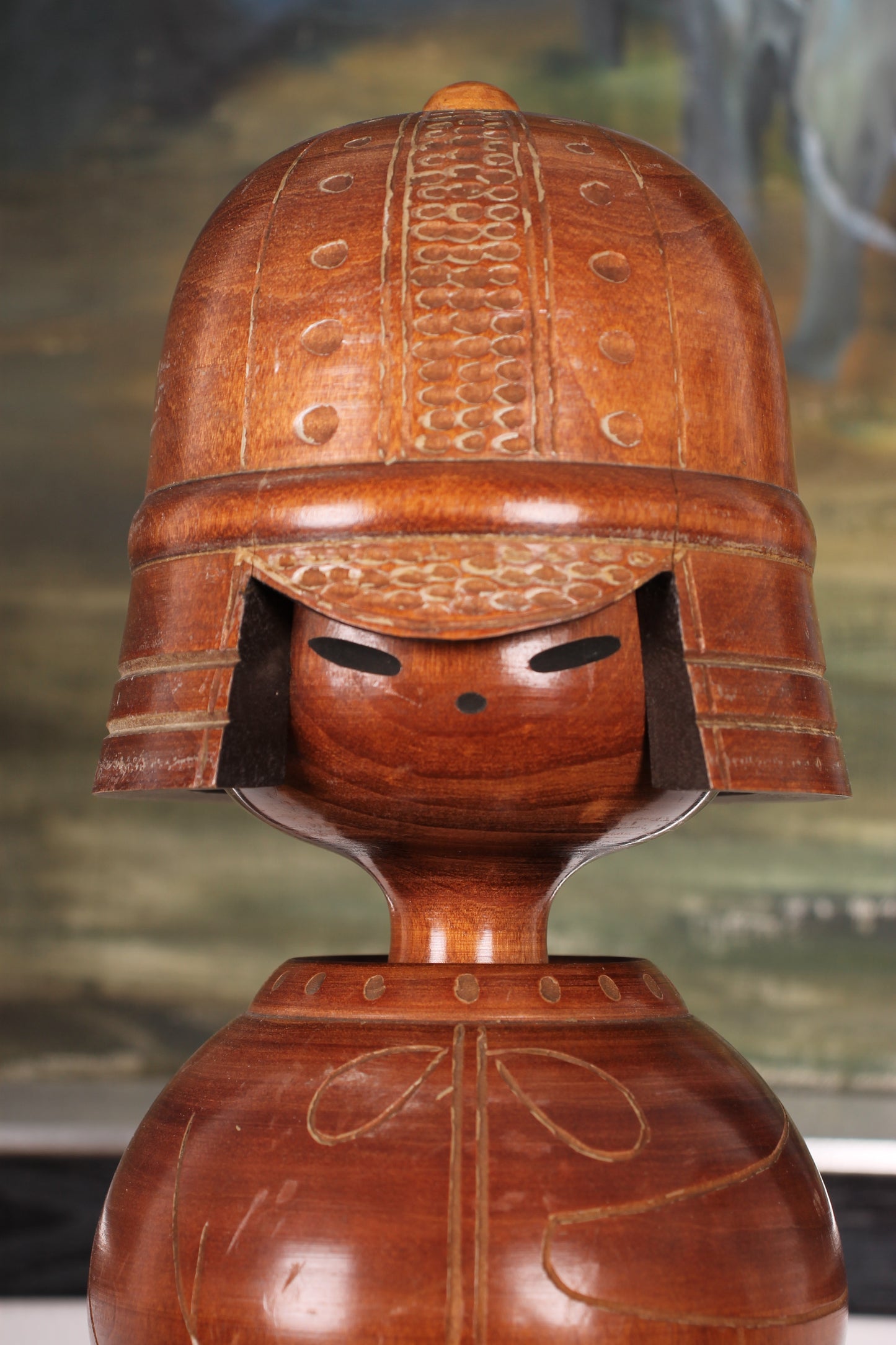 Vintage Japanese Kokeshi Doll of a Haniwa Warrior by Sekiguchi Sansaku