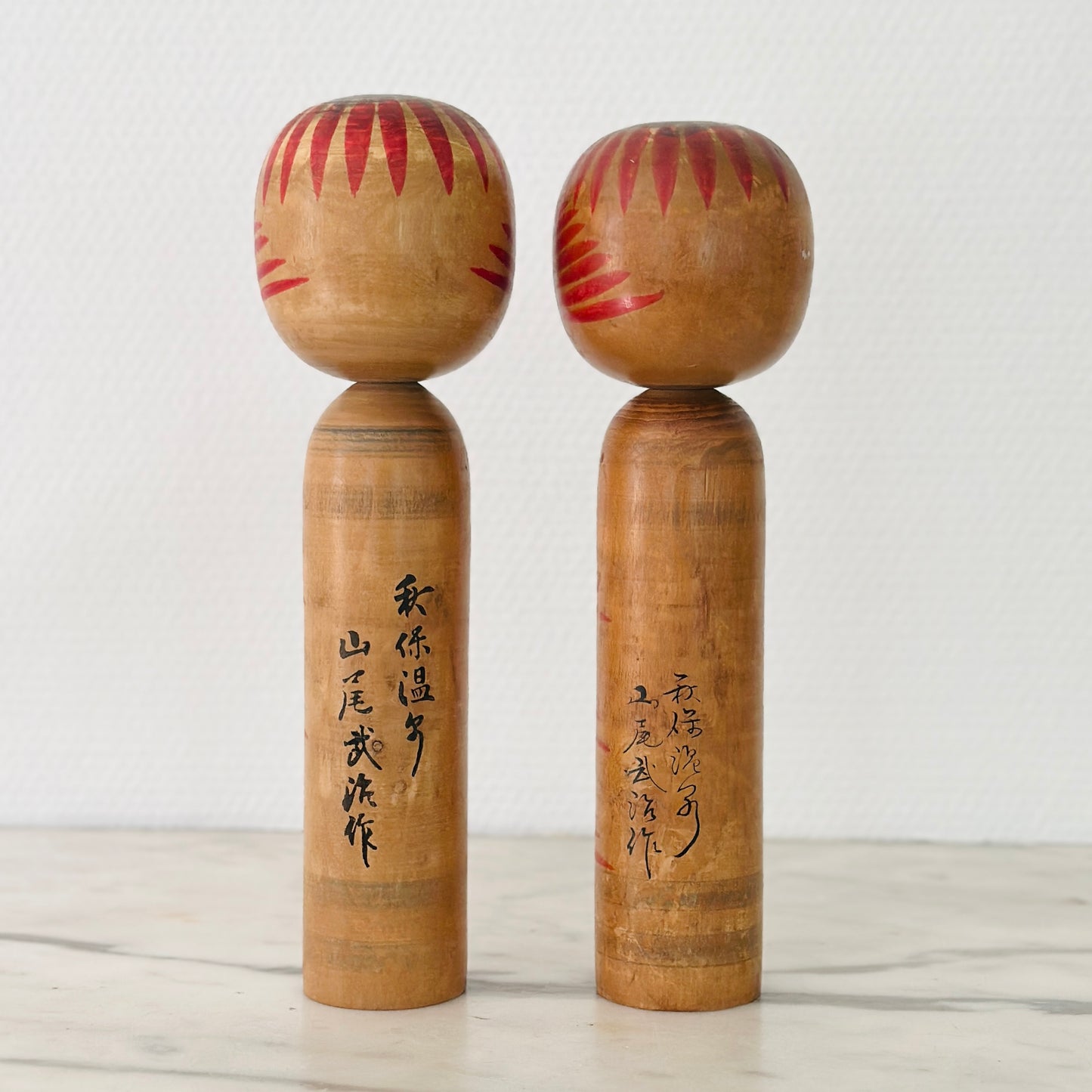 Pair of Vintage Japanese Kokeshi Doll Patinated Dark