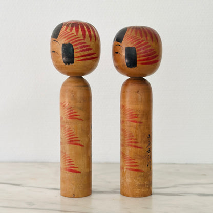 Pair of Vintage Japanese Kokeshi Doll Patinated Dark