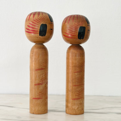 Pair of Vintage Japanese Kokeshi Doll Patinated Dark
